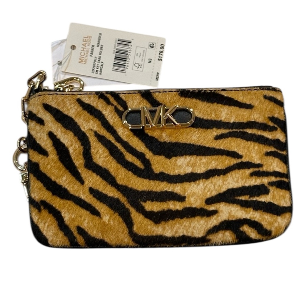 Michael Kors Calf Hair Tiger Print Wristlet